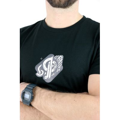 GIOVANNI PERA T-shirt męski czarny D620-O okrągły, GAZETA, logo, elastan | Sklep GriShop.eu | Koszulki