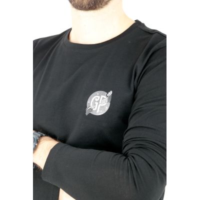 GIOVANNI PERA longsleeve męski T-shirt z długim rękawem czarny D617-O okrągły, słoje | Sklep GriShop.eu | Koszulki