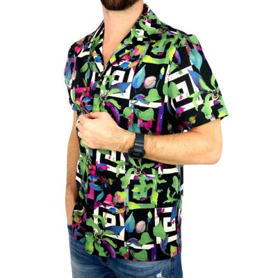 FRILIVIN Koszula męska, krótki rękaw KF2 kolorowa, liście | Sklep GriShop.eu | Koszule