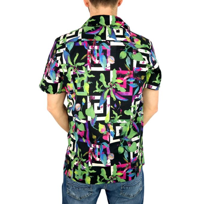 FRILIVIN Koszula męska, krótki rękaw KF2 kolorowa, liście | Sklep GriShop.eu | Koszule