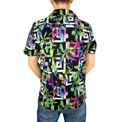 FRILIVIN Koszula męska, krótki rękaw KF2 kolorowa, liście | Sklep GriShop.eu | Koszule