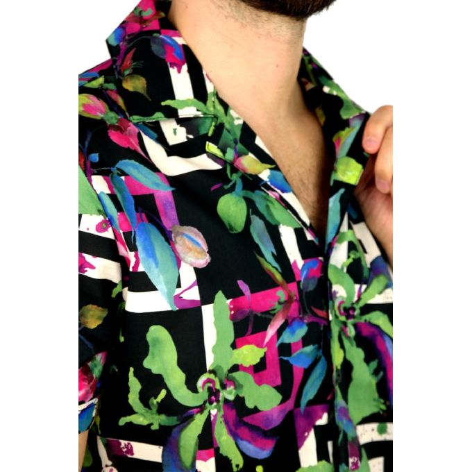 FRILIVIN Koszula męska, krótki rękaw KF2 kolorowa, liście | Sklep GriShop.eu | Koszule