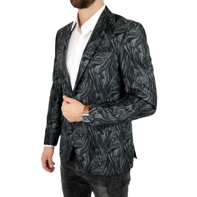 GIOVANNI PERA Marynarka męska D617 casual, słoje, czarno szara | Sklep GriShop.eu | Marynarki