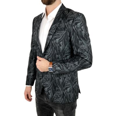 GIOVANNI PERA Marynarka męska D617 casual, słoje, czarno szara | Sklep GriShop.eu | Marynarki