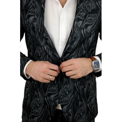 GIOVANNI PERA Marynarka męska D617 casual, słoje, czarno szara | Sklep GriShop.eu | Marynarki