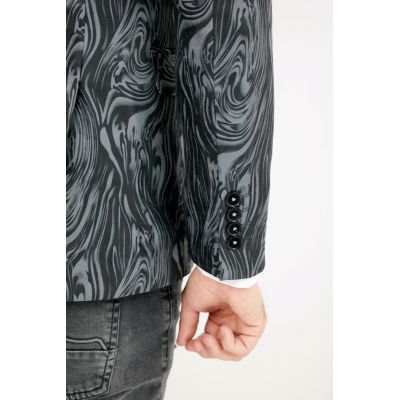 GIOVANNI PERA Marynarka męska D617 casual, słoje, czarno szara | Sklep GriShop.eu | Marynarki