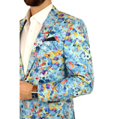 GIOVANNI PERA Marynarka męska D622 kolorowa, wesoła, niebieska, ciapki | Sklep GriShop.eu | Marynarki