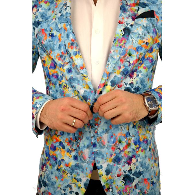 GIOVANNI PERA Marynarka męska D622 kolorowa, wesoła, niebieska, ciapki | Sklep GriShop.eu | Marynarki