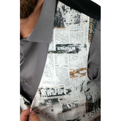 GIOVANNI PERA bezrękawnik, kamizelka męska D620 Gazeta, Biała, Kolorowa, Elegancka, Stylowa | Sklep GriShop.eu | Kamizelki