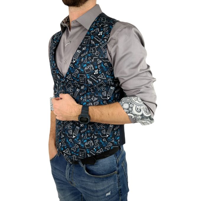 GIOVANNI PERA bezrękawnik, kamizelka męska D615 Muzyczna, Nauka, Czarna, Granatowa, Sportowa, Abc | Sklep GriShop.eu | Kamizelki