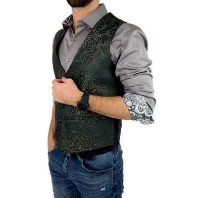 GIOVANNI PERA bezrękawnik, kamizelka męska D619 Ekskluzywna, Grafit, Kwiaty, Imprezowa, Komunia, Glamour | Sklep GriShop.eu | Ka