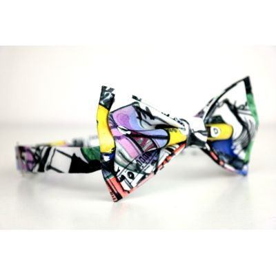 GIOVANNI PERA elegancka mucha muszka D616 muzyczna, kolorowa, biała, kasety, DJ | Sklep GriShop.eu | Muszki