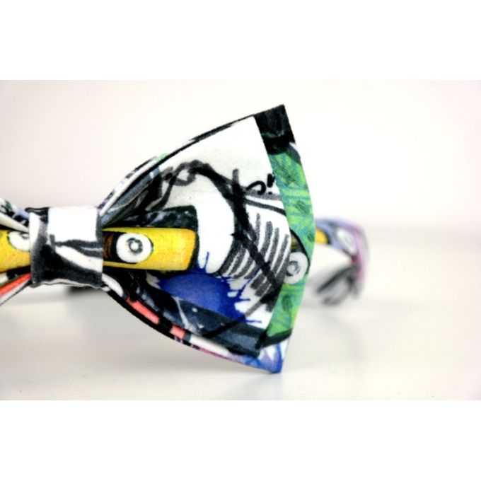 GIOVANNI PERA elegancka mucha muszka D616 muzyczna, kolorowa, biała, kasety, DJ | Sklep GriShop.eu | Muszki