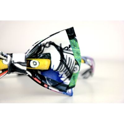 GIOVANNI PERA elegancka mucha muszka D616 muzyczna, kolorowa, biała, kasety, DJ | Sklep GriShop.eu | Muszki