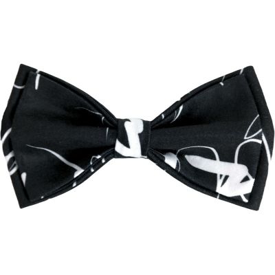 GIOVANNI PERA elegancka mucha muszka D618 czarna biała, napisy, pismo | Sklep GriShop.eu | Muszki