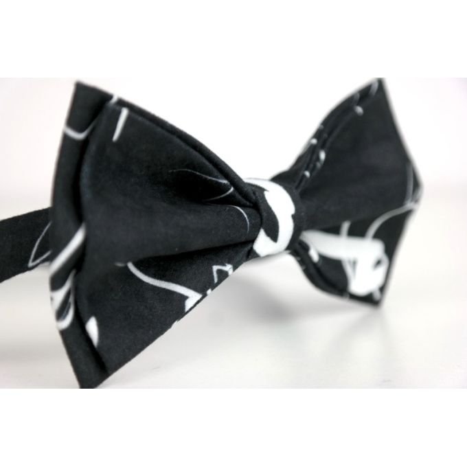 GIOVANNI PERA elegancka mucha muszka D618 czarna biała, napisy, pismo | Sklep GriShop.eu | Muszki