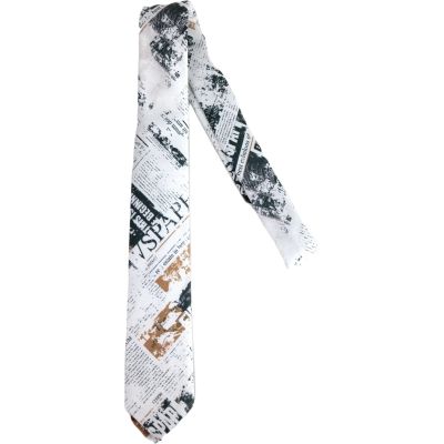 GIOVANNI PERA elegancki krawat D620 Gazeta, Biały, Kolorowy, Elegancki, Stylowy | Sklep GriShop.eu | Krawaty