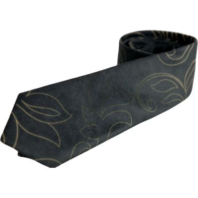 GIOVANNI PERA elegancki krawat D619 Ekskluzywny, Grafit, Kwiaty, Imprezowy, Glamour | Sklep GriShop.eu | Krawaty