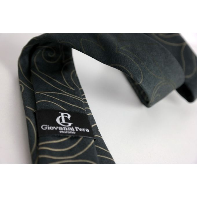 GIOVANNI PERA elegancki krawat D619 Ekskluzywny, Grafit, Kwiaty, Imprezowy, Glamour | Sklep GriShop.eu | Krawaty