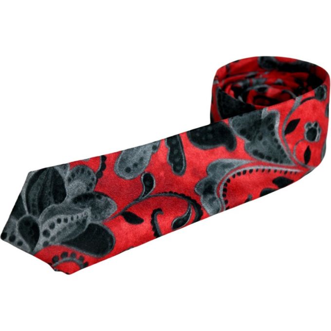GIOVANNI PERA elegancki krawat D621 Ekskluzywny, Czerwony, Kwiaty, Grafit, Imprezowy | Sklep GriShop.eu | Krawaty