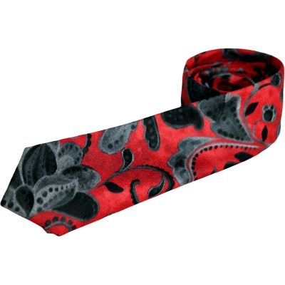 GIOVANNI PERA elegancki krawat D621 Ekskluzywny, Czerwony, Kwiaty, Grafit, Imprezowy | Sklep GriShop.eu | Krawaty