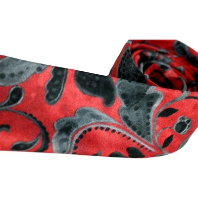 GIOVANNI PERA elegancki krawat D621 Ekskluzywny, Czerwony, Kwiaty, Grafit, Imprezowy | Sklep GriShop.eu | Krawaty