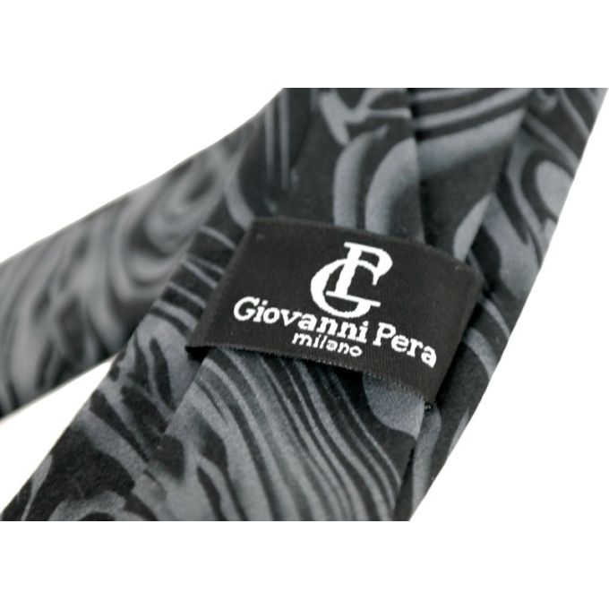 GIOVANNI PERA elegancki krawat D617 Casual, Słoje, Czarny Szary | Sklep GriShop.eu | Krawaty