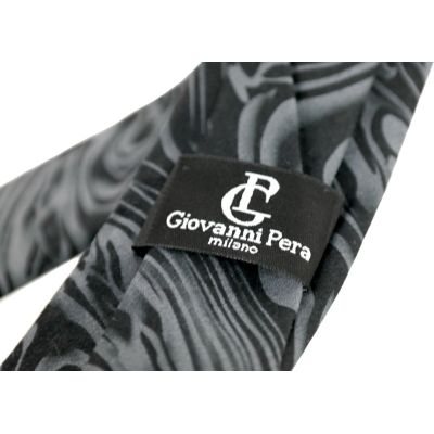 GIOVANNI PERA elegancki krawat D617 Casual, Słoje, Czarny Szary | Sklep GriShop.eu | Krawaty