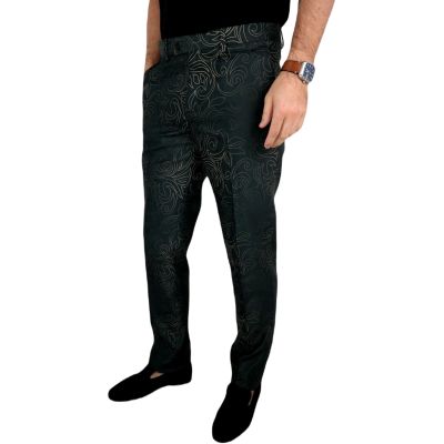 GIOVANNI PERA Spodnie męskie kolorowe chinosy D619 ekskluzywne, grafit, kwiaty, imprezowe, glamour | Sklep GriShop.eu | Spodnie