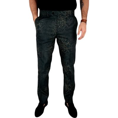 GIOVANNI PERA Spodnie męskie kolorowe chinosy D619 ekskluzywne, grafit, kwiaty, imprezowe, glamour | Sklep GriShop.eu | Spodnie