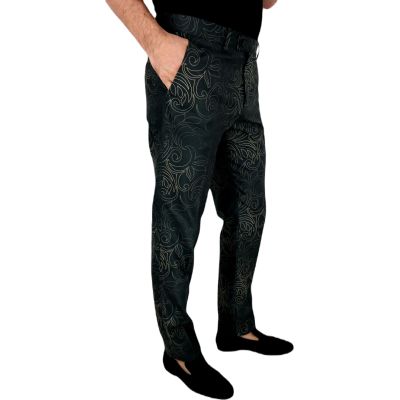 GIOVANNI PERA Spodnie męskie kolorowe chinosy D619 ekskluzywne, grafit, kwiaty, imprezowe, glamour | Sklep GriShop.eu | Spodnie