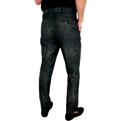 GIOVANNI PERA Spodnie męskie kolorowe chinosy D619 ekskluzywne, grafit, kwiaty, imprezowe, glamour | Sklep GriShop.eu | Spodnie