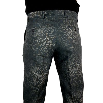 GIOVANNI PERA Spodnie męskie kolorowe chinosy D619 ekskluzywne, grafit, kwiaty, imprezowe, glamour | Sklep GriShop.eu | Spodnie