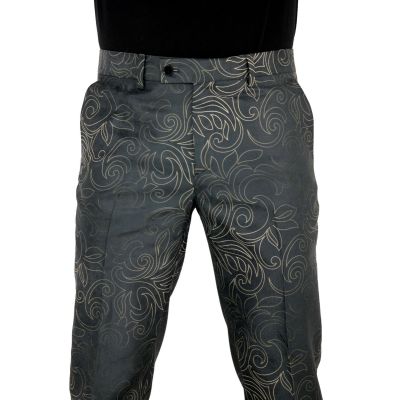 GIOVANNI PERA Spodnie męskie kolorowe chinosy D619 ekskluzywne, grafit, kwiaty, imprezowe, glamour | Sklep GriShop.eu | Spodnie