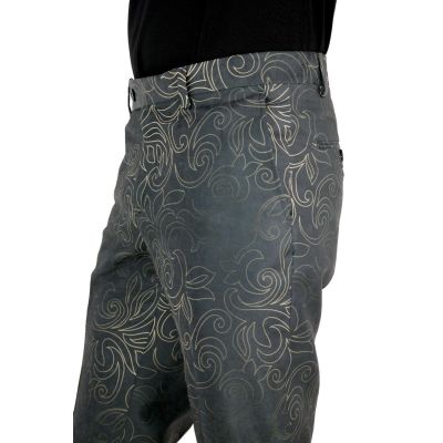 GIOVANNI PERA Spodnie męskie kolorowe chinosy D619 ekskluzywne, grafit, kwiaty, imprezowe, glamour | Sklep GriShop.eu | Spodnie