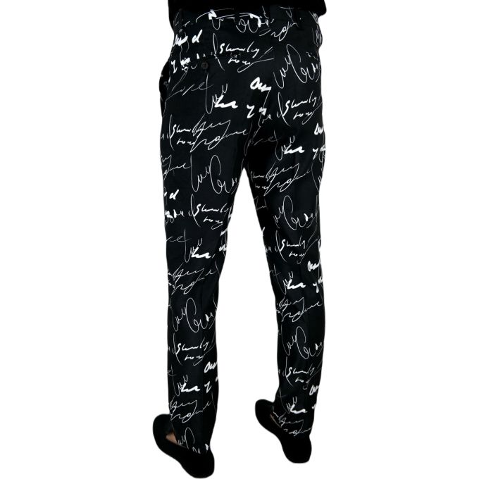 GIOVANNI PERA Spodnie męskie kolorowe chinosy D618 czarne białe, napisy, pismo | Sklep GriShop.eu | Spodnie