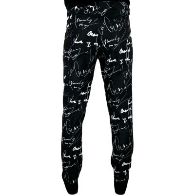 GIOVANNI PERA Spodnie męskie kolorowe chinosy D618 czarne białe, napisy, pismo | Sklep GriShop.eu | Spodnie