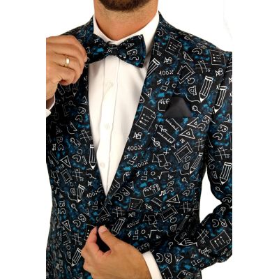 GIOVANNI PERA Garnitur męski ABC, D615-G muzyczny, nauka, czarny, granatowy, sportowy | Sklep GriShop.eu | Garnitury
