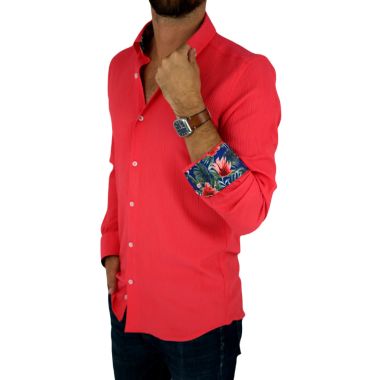 GIOVANNI PERA Koszula męska GP334 czerwona, wykończenie kolorowe | Sklep GriShop.eu | Koszule 2