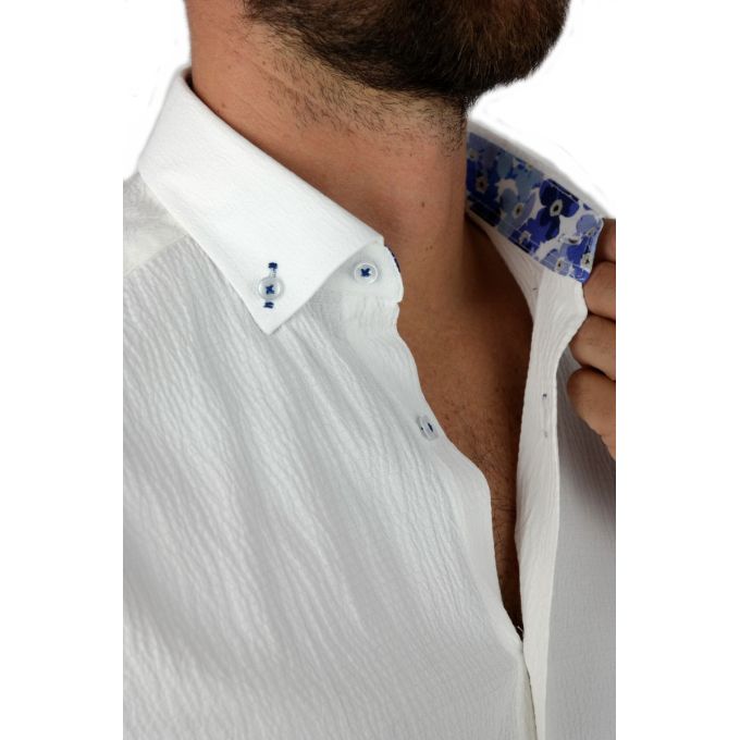 GIOVANNI PERA Koszula męska GP338 biała, wykończenie kolorowe | Sklep GriShop.eu | Koszule