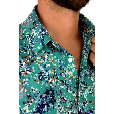 FRILIVIN Koszula męska, krótki rękaw KF5 lato, kolorowa, zielona, ciapki | Sklep GriShop.eu | Koszule