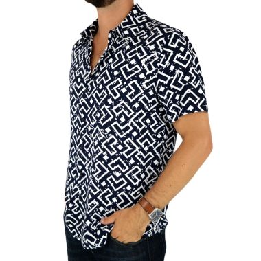 FRILIVIN Koszula męska, krótki rękaw KF9 lato, granatowa, biała, wzór | Sklep GriShop.eu | Koszule 2