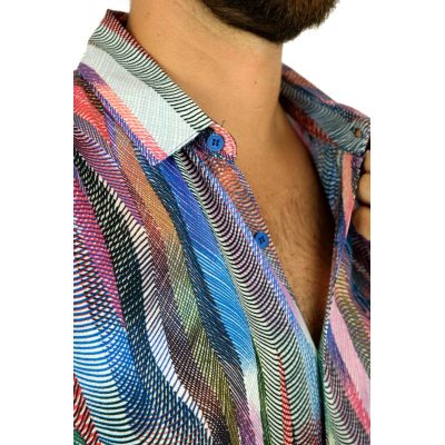 FRILIVIN Koszula męska, krótki rękaw KF11 lato, kolorowa, paski | Sklep GriShop.eu | Koszule