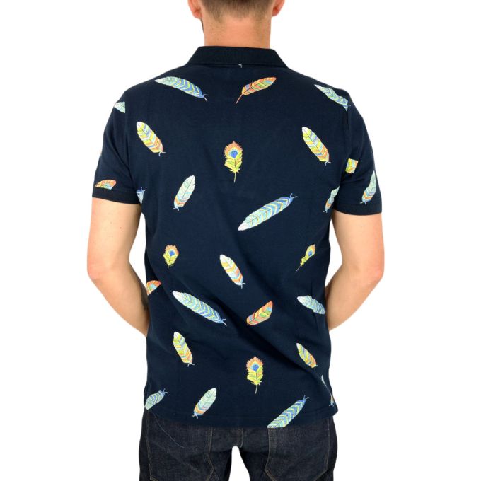 EXTRA PARIS T-shirt polo męski TE1 granatowa w kolorowe pióra | Sklep GriShop.eu | Koszulki