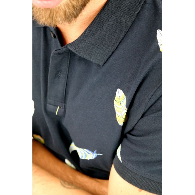EXTRA PARIS T-shirt polo męski TE1 granatowa w kolorowe pióra | Sklep GriShop.eu | Koszulki