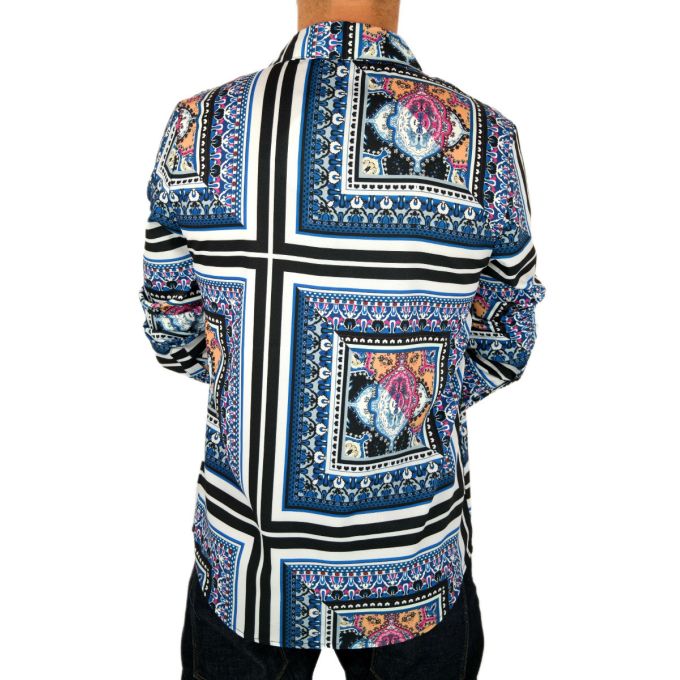 FRILIVIN Koszula męska KF13 kolorowa, niebieska, wzór | Sklep GriShop.eu | Koszule