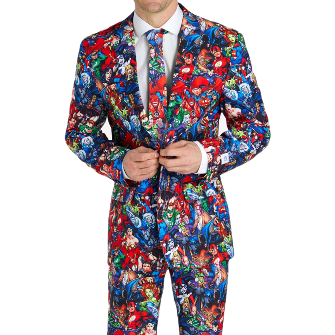 OPPOSUITS Garnitur męski z krawatem, kolorowy MARVEL, superman, batman, postacie | Sklep GriShop.eu | Garnitury