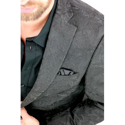 GIOVANNI PERA Marynarka męska PR04 ekskluzywna, czarna, kwiaty, imprezowa, premium | Sklep GriShop.eu | Marynarki