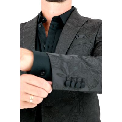 GIOVANNI PERA Marynarka męska PR04 ekskluzywna, czarna, kwiaty, imprezowa, premium | Sklep GriShop.eu | Marynarki