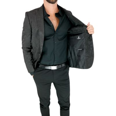 GIOVANNI PERA Marynarka męska PR04 ekskluzywna, czarna, kwiaty, imprezowa, premium | Sklep GriShop.eu | Marynarki